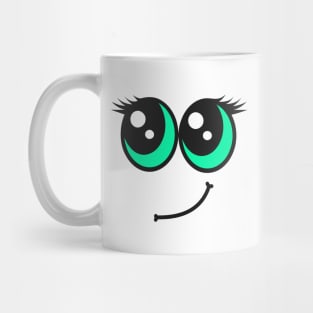 Cute Green Eyed Smiling Face Mug